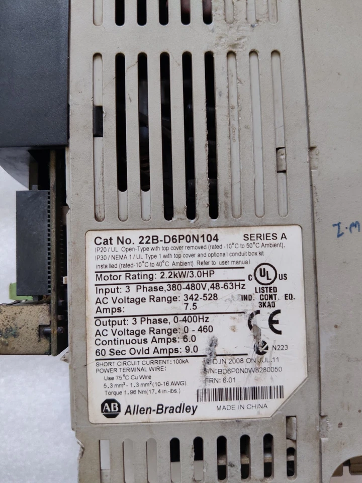 ALLEN BRADLEY 22B-D6P0N104 3.0HP 2.2KW